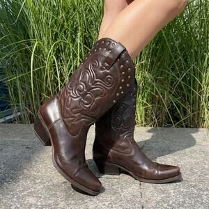 Genuine Leather Biker Racer Boots El Dantes Style Grunge Cyber Y2K